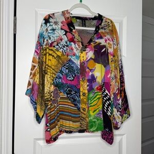 Seeded Threads Wide Arm Floral Blouse